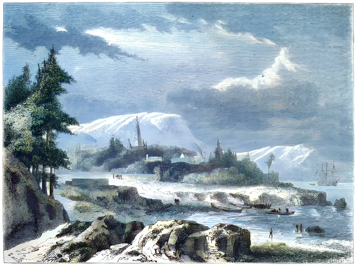 Establecimiento chileno de Punta Arenas — aprox. 1861 | Chile de Ayer