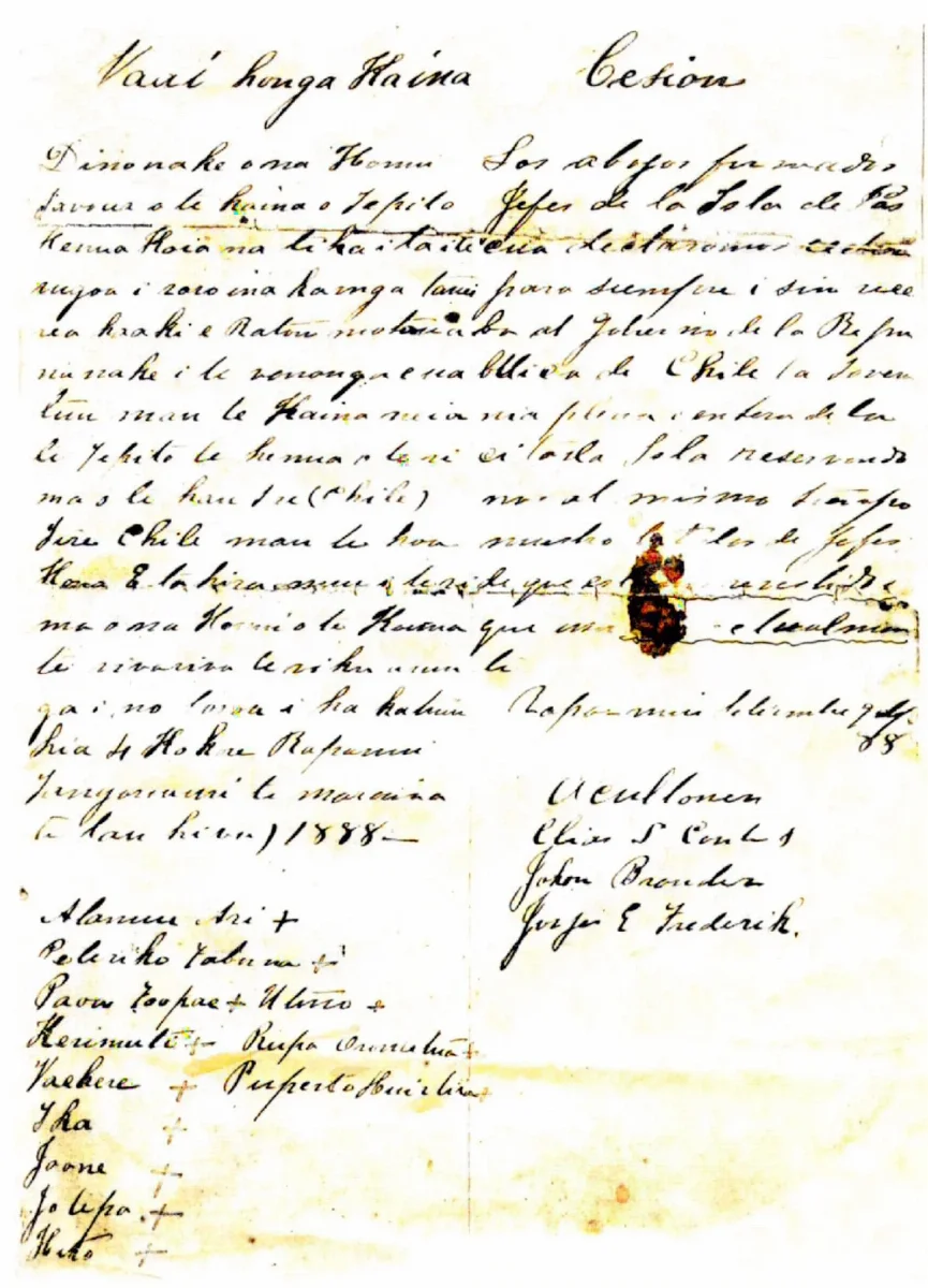 Rapa Nui-Chile annexation treaty, 1888 — Isla de Pascua — 1888 | Chile de Ayer