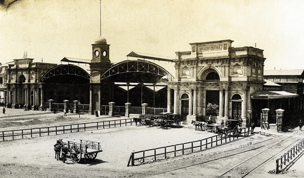 Antigua Estación Central de Santiago — aprox. 1855 | Chile de Ayer