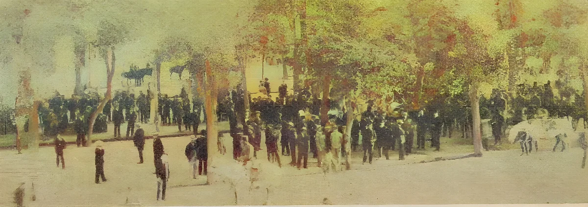 Manifestantes en la Alameda durante el Mitin de la Carne, octubre 1905 — aprox. 1905 | Chile de Ayer