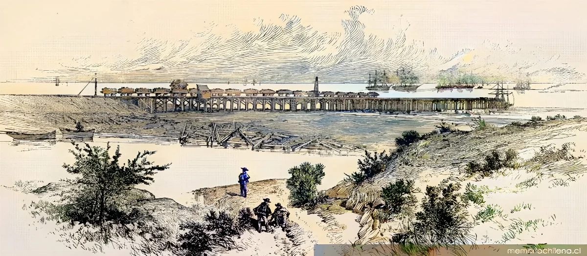 Embarcadero de carbón en Laraquete — 1889 | Chile de Ayer