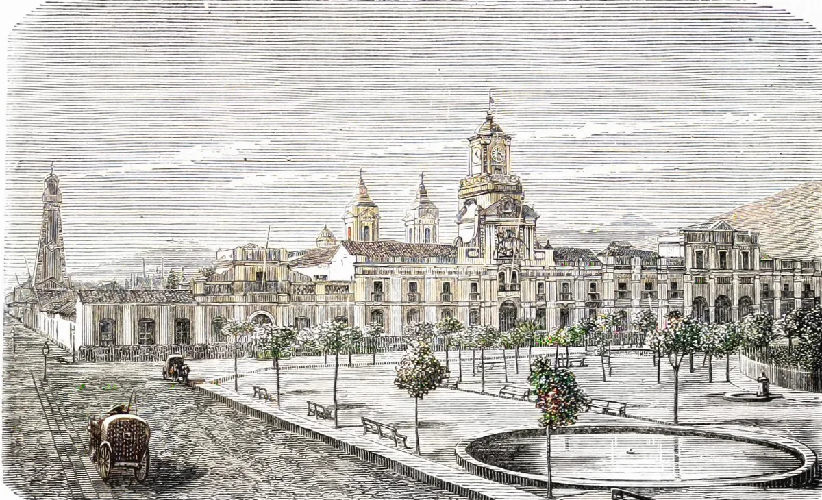 Palacio de la Independencia, en la Plaza de Armas de Santiago de Chile. — aprox. 1872 | Chile de Ayer