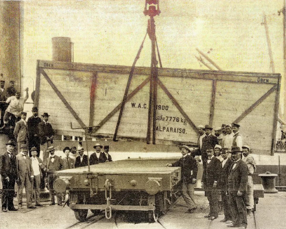 Llegada primer tranvia electrico de Santiago (1900) — Santiago — 1900 | Chile de Ayer