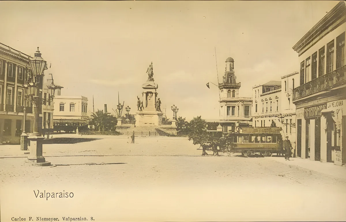 Postal plaza Sotomayor antes del terremoto de 1906, Valparaíso — 1906 | Chile de Ayer