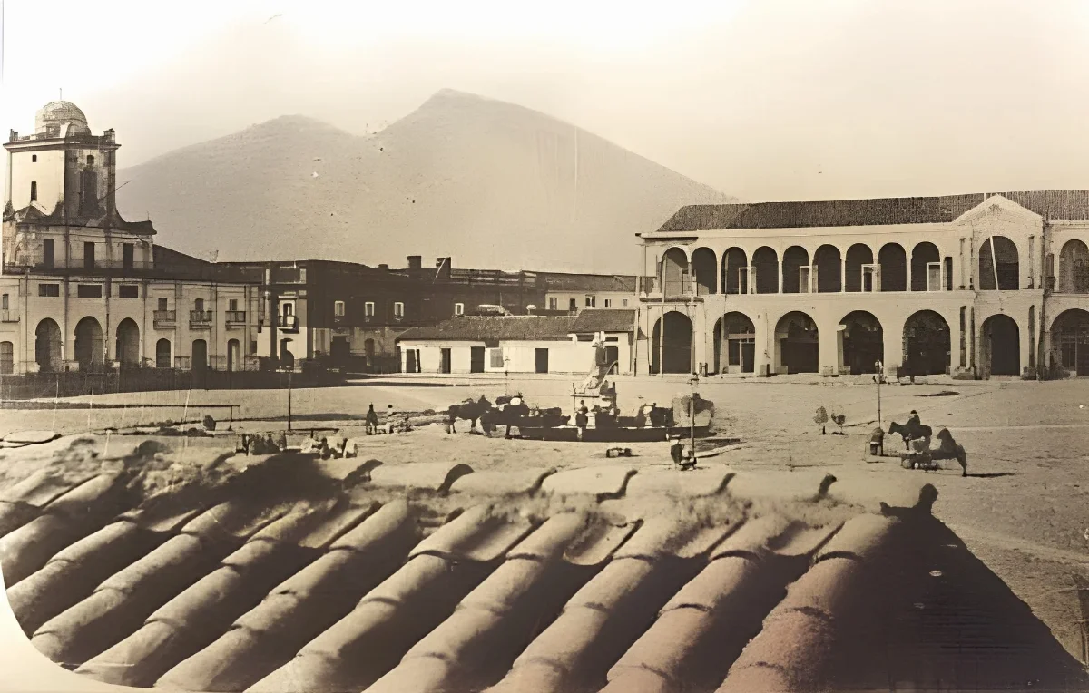 Plaza de Armas de Santiago desde la esquina sur poniente — aprox. 1850 | Chile de Ayer
