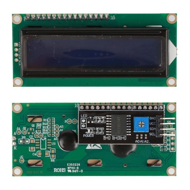 Pantalla LCD 1602 con módulo I2C soldado, luz azul — foto 1
