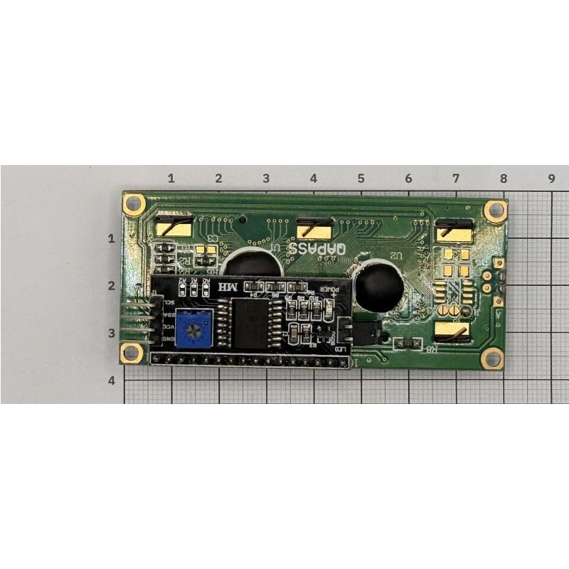 Pantalla LCD 1602 con módulo I2C soldado, luz verde — foto 3
